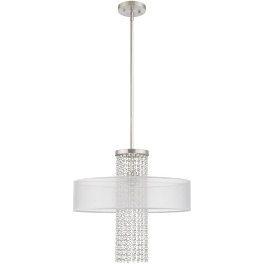 Nickel Metal Dimmable Chandelier With Shades HomeRoots