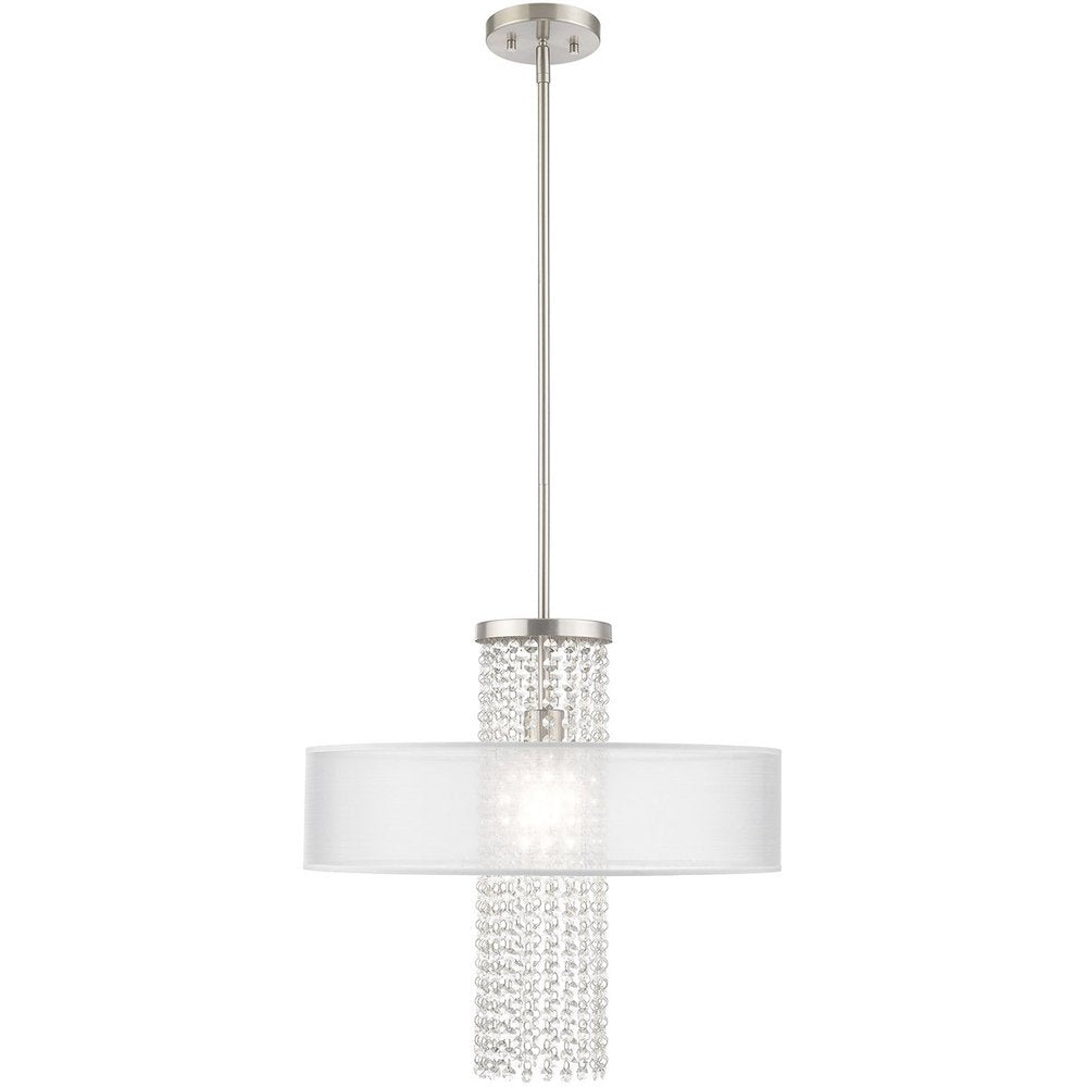 Nickel Metal Dimmable Chandelier With Shades HomeRoots