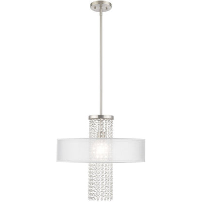 Nickel Metal Dimmable Chandelier With Shades HomeRoots