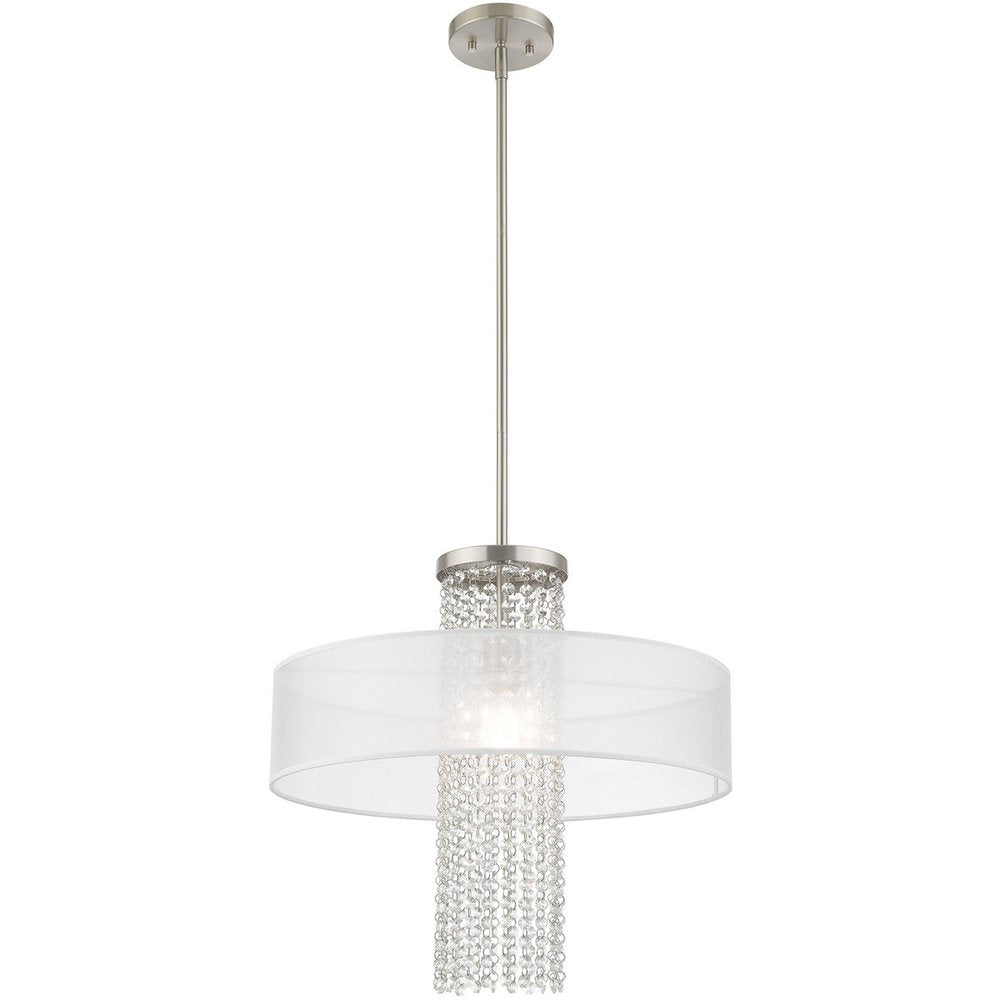 Nickel Metal Dimmable Chandelier With Shades HomeRoots