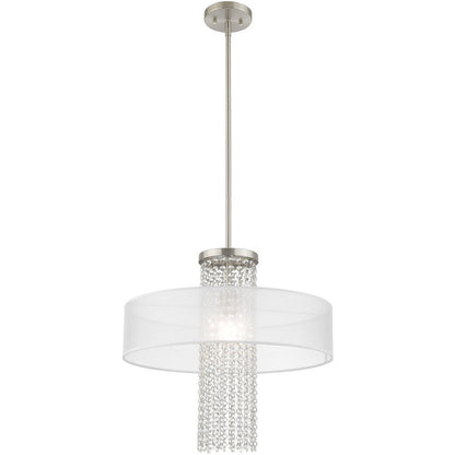 Nickel Metal Dimmable Chandelier With Shades HomeRoots
