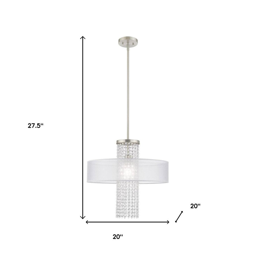 Nickel Metal Dimmable Chandelier With Shades HomeRoots
