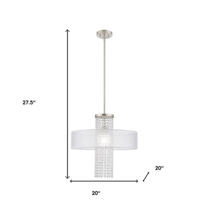 Nickel Metal Dimmable Chandelier With Shades HomeRoots