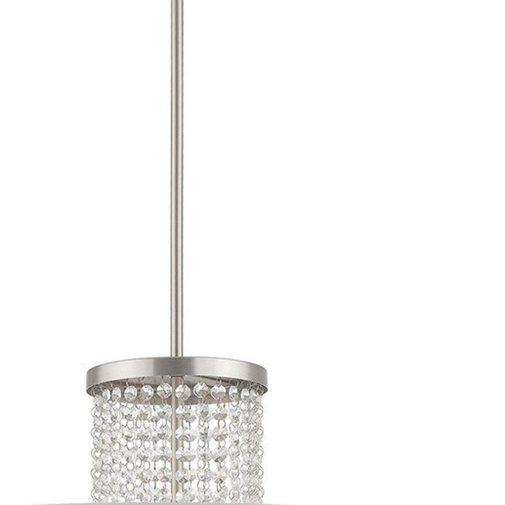 Nickel Four Light Metal Dimmable Chandelier With Shades HomeRoots