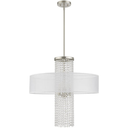Nickel Four Light Metal Dimmable Chandelier With Shades HomeRoots