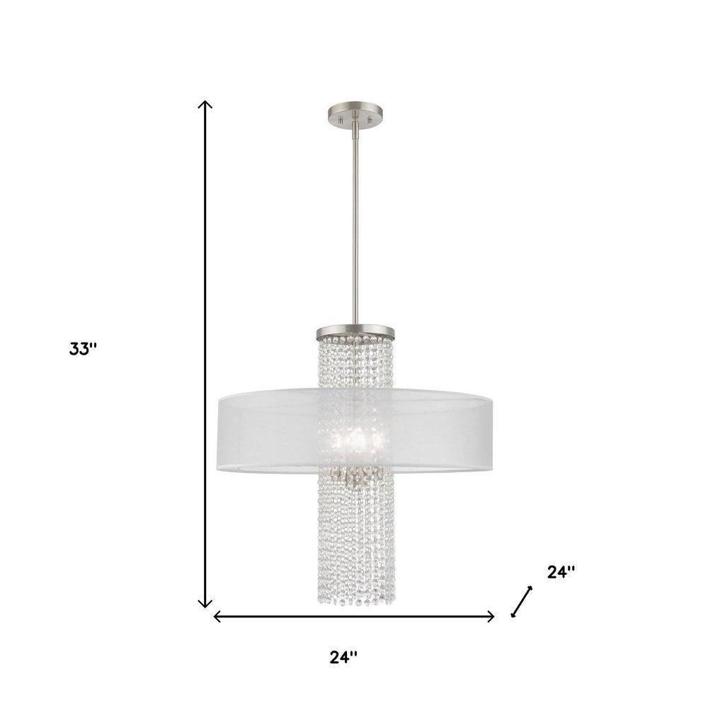 Nickel Four Light Metal Dimmable Chandelier With Shades HomeRoots