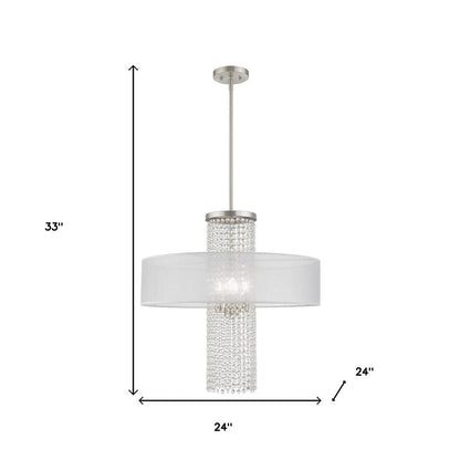 Nickel Four Light Metal Dimmable Chandelier With Shades HomeRoots