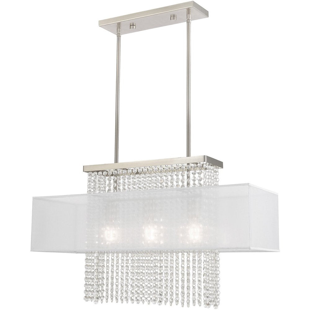 Nickel Three Light Metal Dimmable Chandelier With Shades HomeRoots