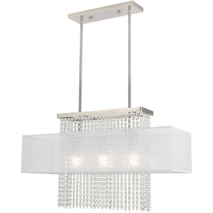 Nickel Three Light Metal Dimmable Chandelier With Shades HomeRoots