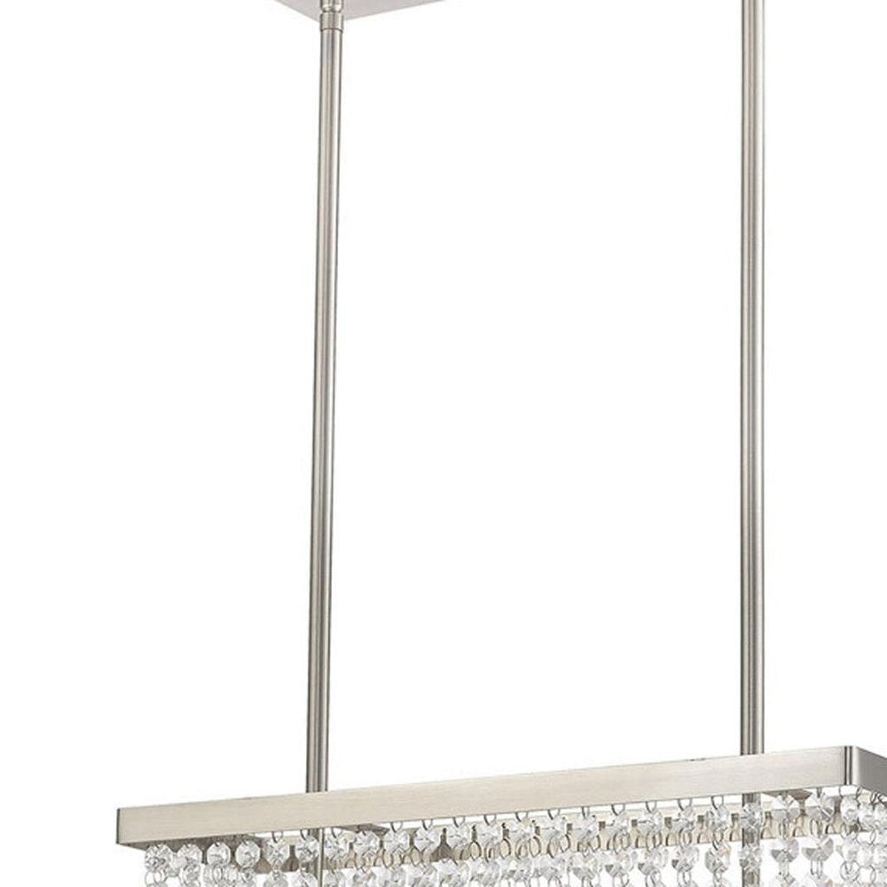 Nickel Three Light Metal Dimmable Chandelier With Shades HomeRoots
