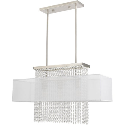 Nickel Three Light Metal Dimmable Chandelier With Shades HomeRoots