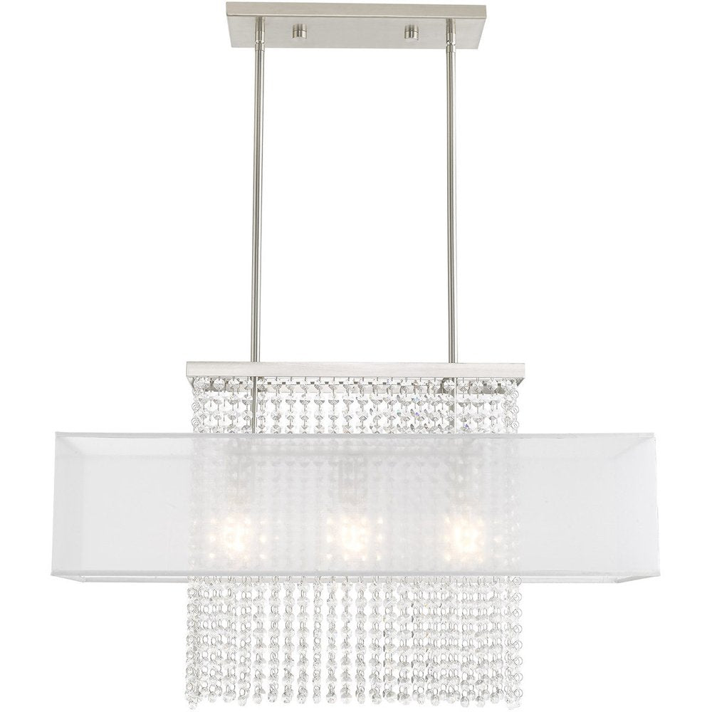 Nickel Three Light Metal Dimmable Chandelier With Shades HomeRoots