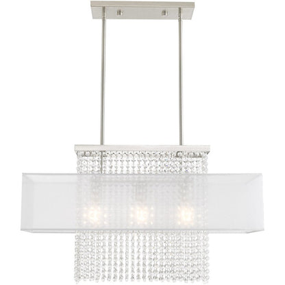 Nickel Three Light Metal Dimmable Chandelier With Shades HomeRoots