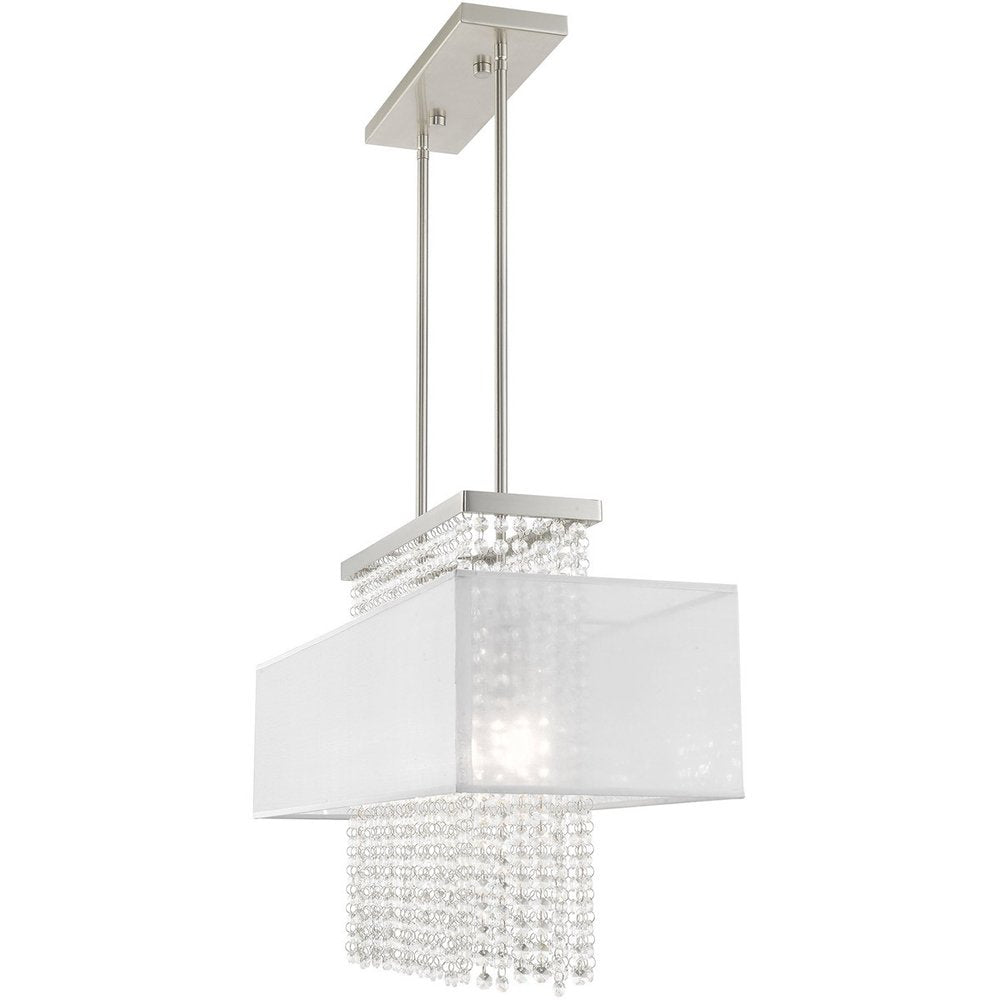 Nickel Three Light Metal Dimmable Chandelier With Shades HomeRoots