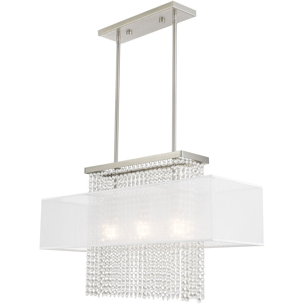 Nickel Three Light Metal Dimmable Chandelier With Shades HomeRoots