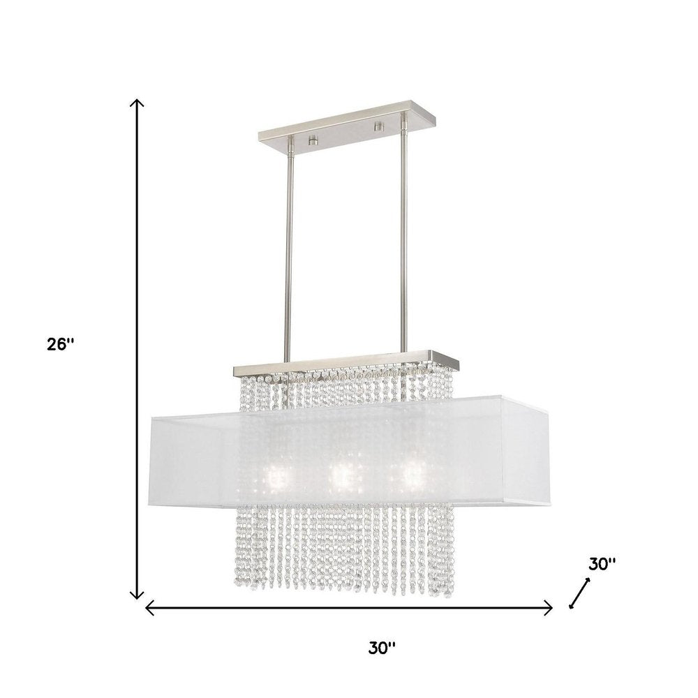 Nickel Three Light Metal Dimmable Chandelier With Shades HomeRoots