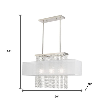 Nickel Three Light Metal Dimmable Chandelier With Shades HomeRoots