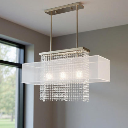 Nickel Three Light Metal Dimmable Chandelier With Shades HomeRoots