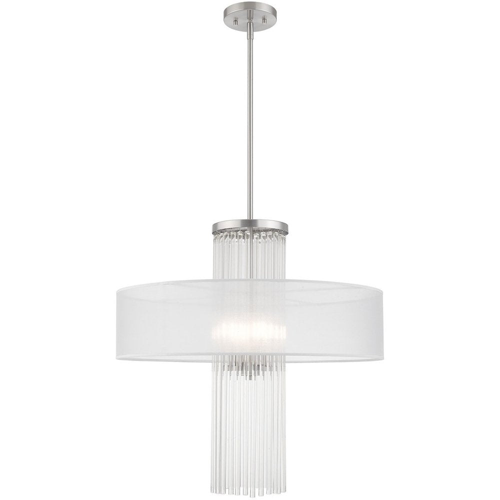 Nickel Four Light Metal Dimmable Chandelier With Shades HomeRoots