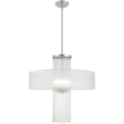 Nickel Four Light Metal Dimmable Chandelier With Shades HomeRoots