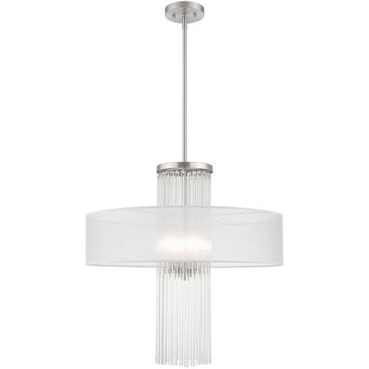 Nickel Four Light Metal Dimmable Chandelier With Shades HomeRoots
