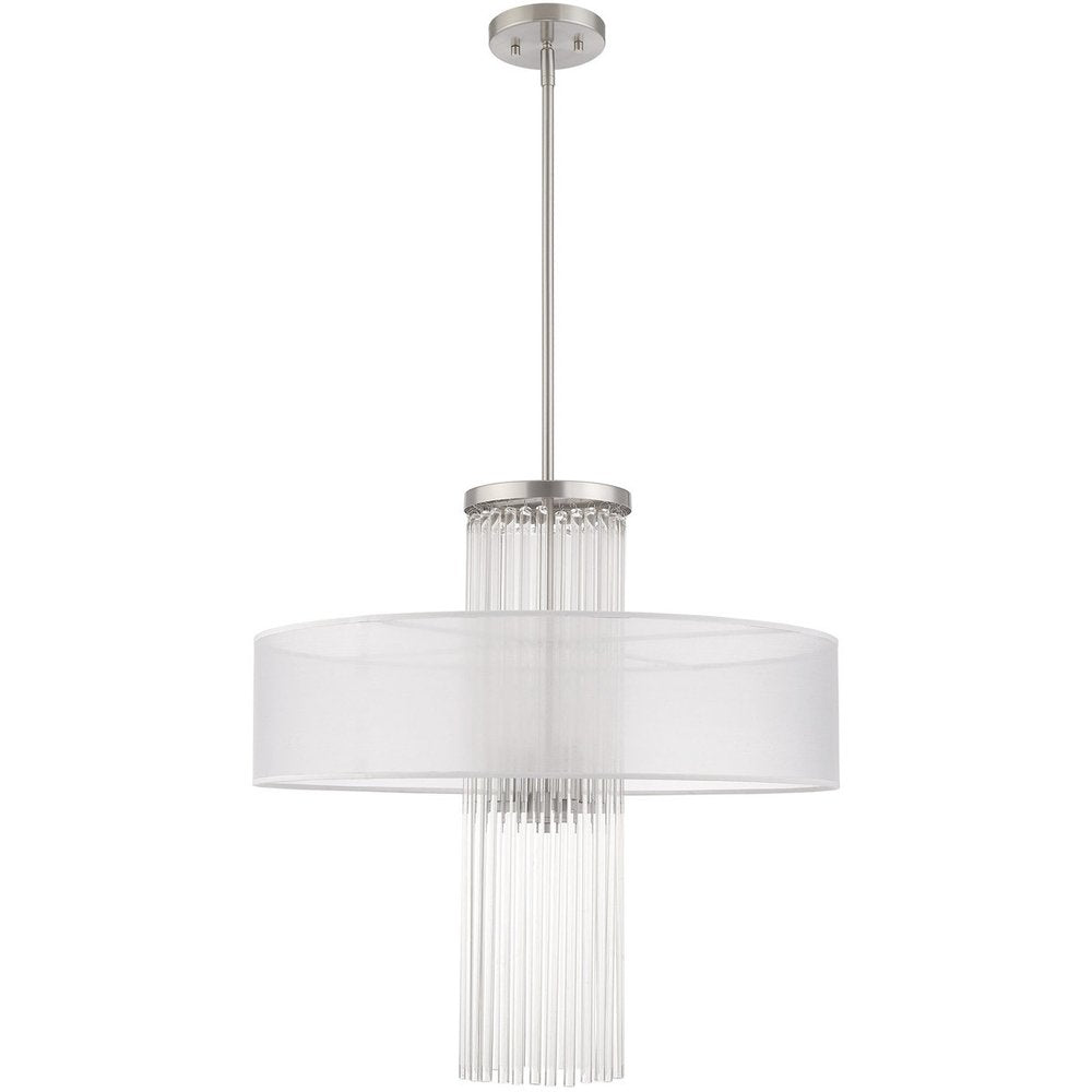 Nickel Four Light Metal Dimmable Chandelier With Shades HomeRoots