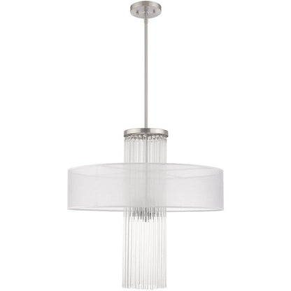 Nickel Four Light Metal Dimmable Chandelier With Shades HomeRoots