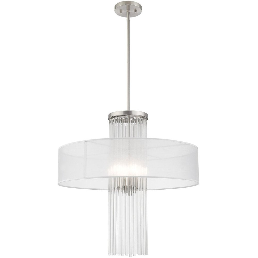 Nickel Four Light Metal Dimmable Chandelier With Shades HomeRoots