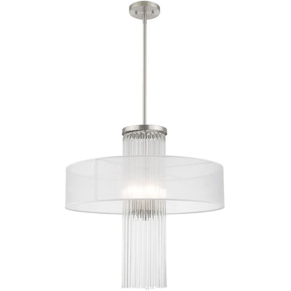 Nickel Four Light Metal Dimmable Chandelier With Shades HomeRoots