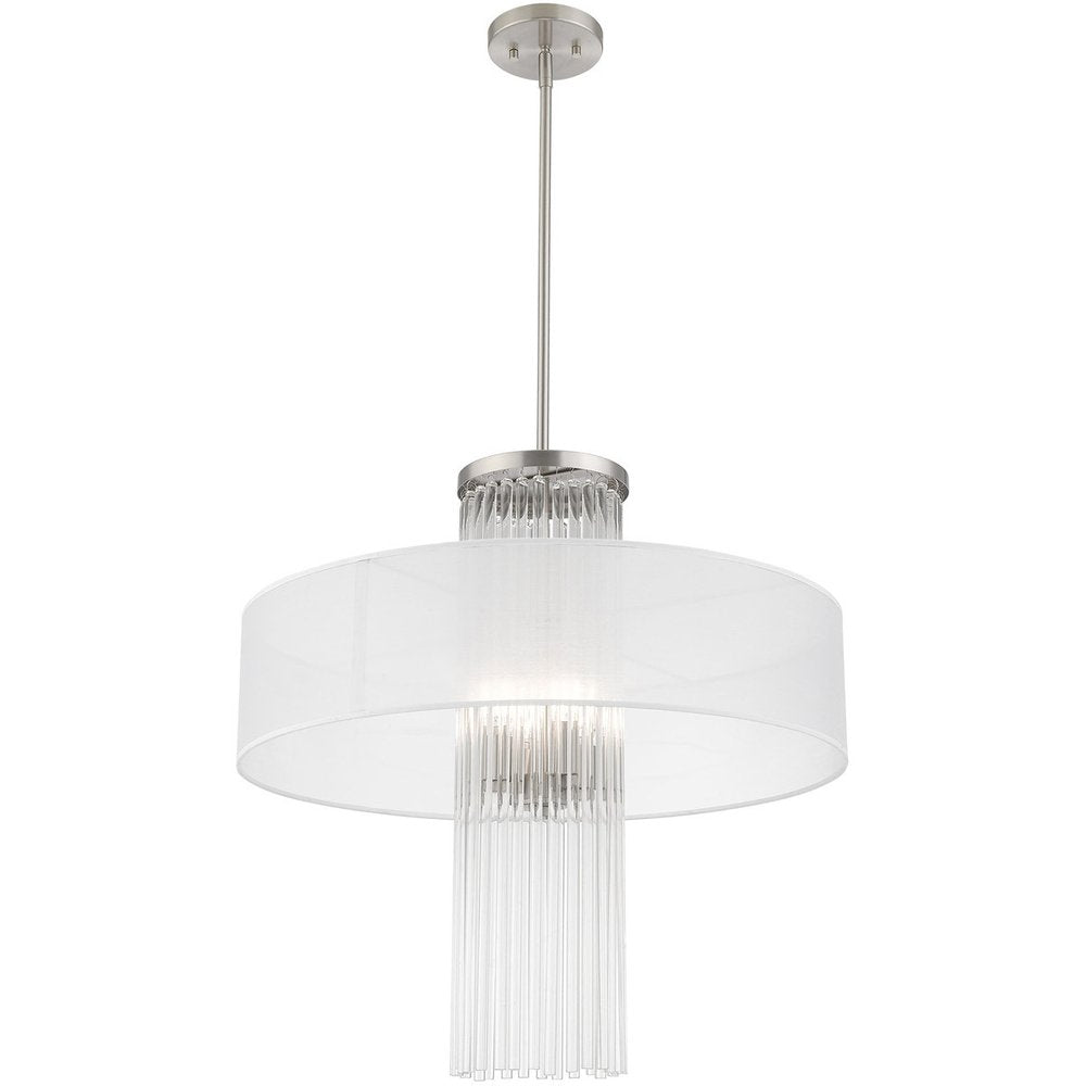 Nickel Four Light Metal Dimmable Chandelier With Shades HomeRoots