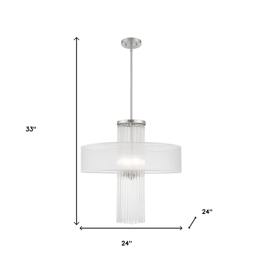 Nickel Four Light Metal Dimmable Chandelier With Shades HomeRoots
