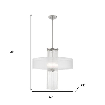 Nickel Four Light Metal Dimmable Chandelier With Shades HomeRoots