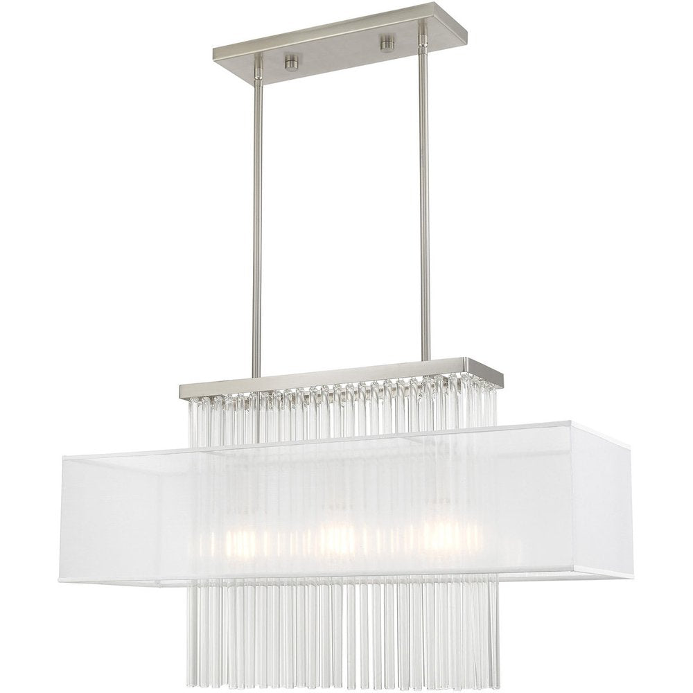 Nickel Three Light Metal Dimmable Chandelier With Shades HomeRoots