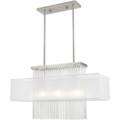 Nickel Three Light Metal Dimmable Chandelier With Shades HomeRoots