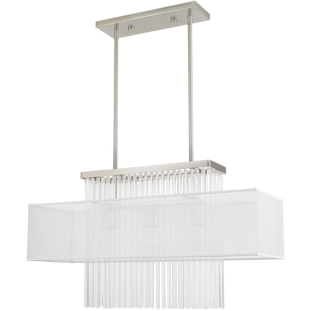 Nickel Three Light Metal Dimmable Chandelier With Shades HomeRoots