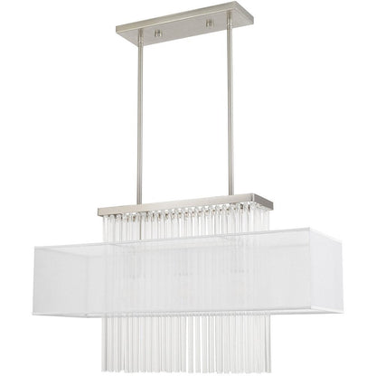Nickel Three Light Metal Dimmable Chandelier With Shades HomeRoots