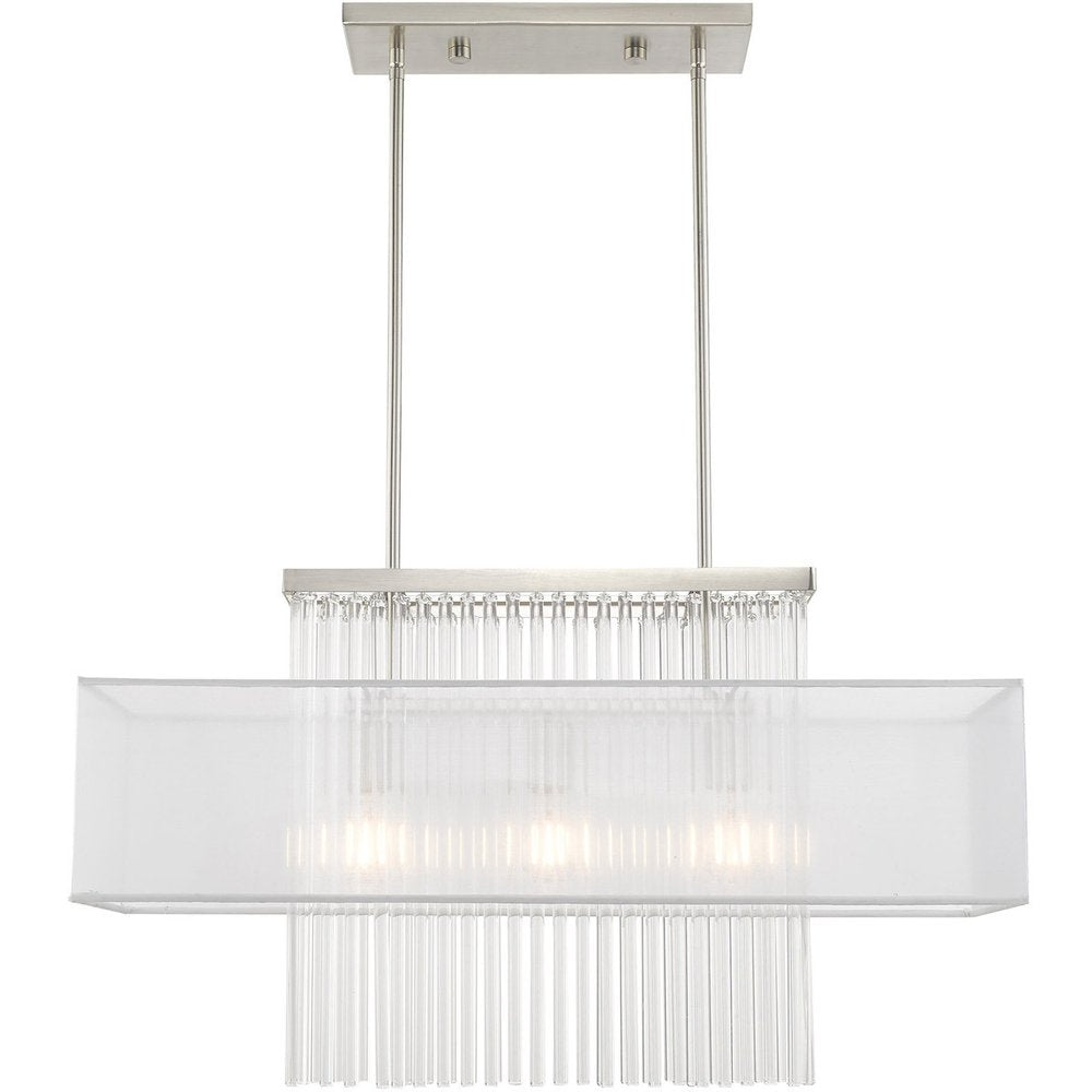 Nickel Three Light Metal Dimmable Chandelier With Shades HomeRoots