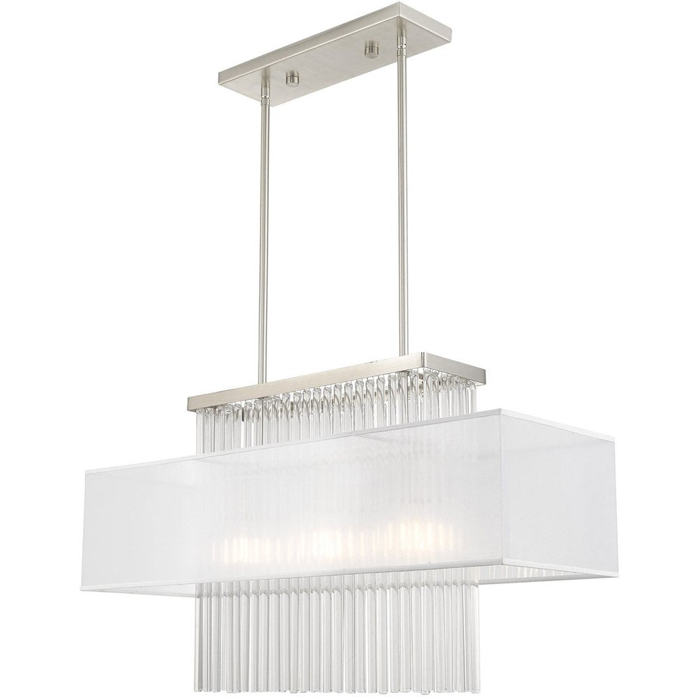 Nickel Three Light Metal Dimmable Chandelier With Shades HomeRoots