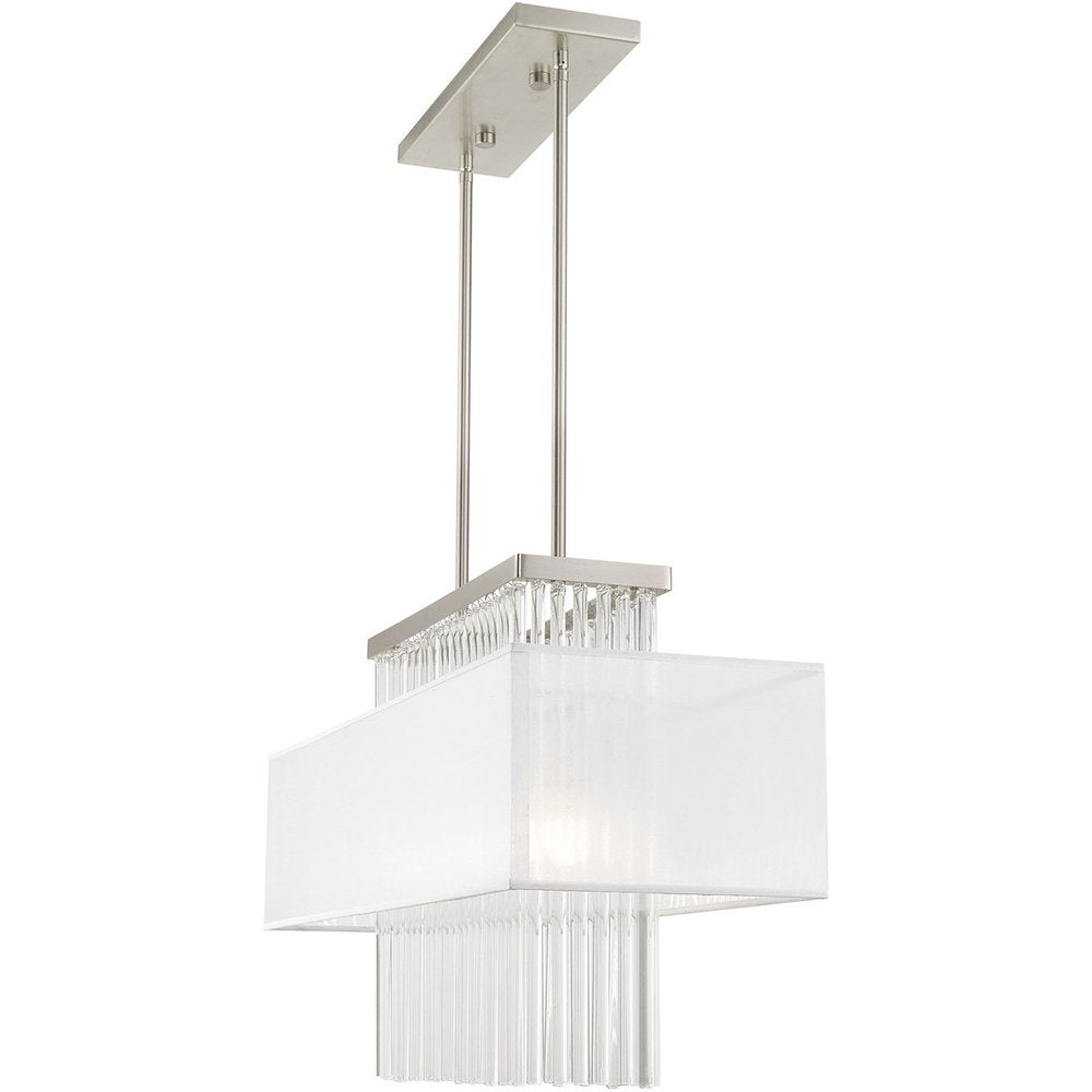 Nickel Three Light Metal Dimmable Chandelier With Shades HomeRoots