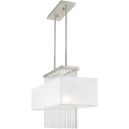 Nickel Three Light Metal Dimmable Chandelier With Shades HomeRoots