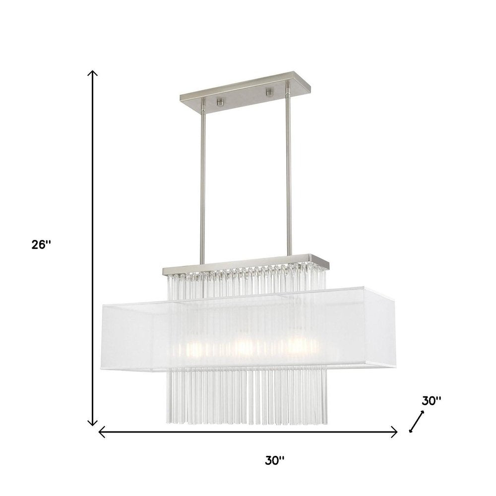 Nickel Three Light Metal Dimmable Chandelier With Shades HomeRoots