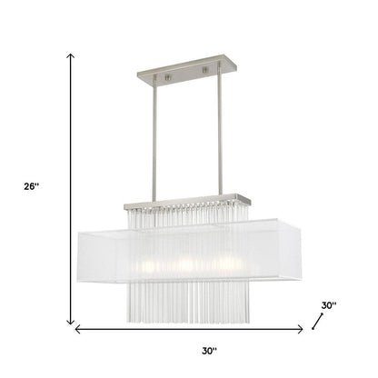 Nickel Three Light Metal Dimmable Chandelier With Shades HomeRoots