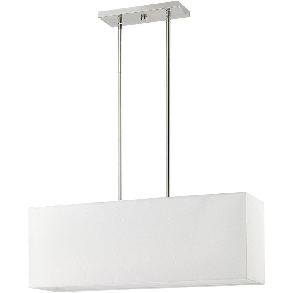 Nickel Three Light Metal Dimmable Chandelier With Shades HomeRoots