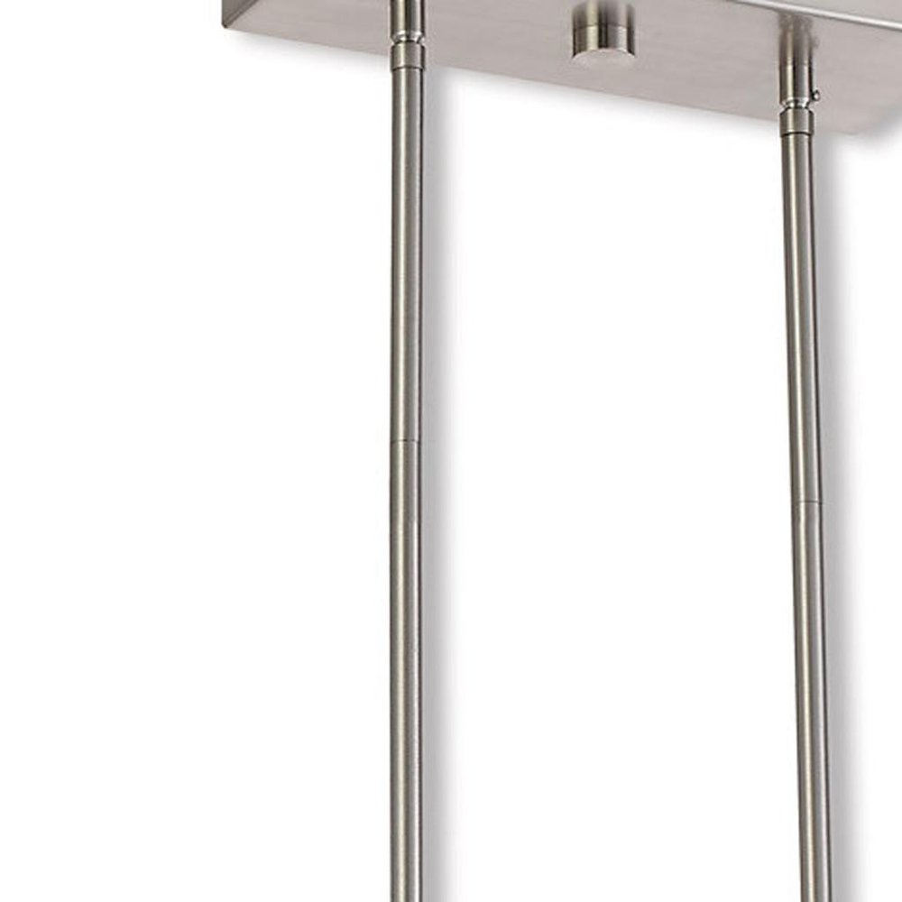 Nickel Three Light Metal Dimmable Chandelier With Shades HomeRoots