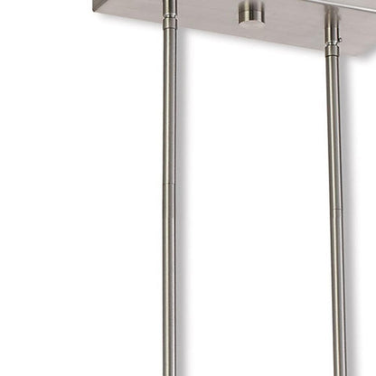 Nickel Three Light Metal Dimmable Chandelier With Shades HomeRoots