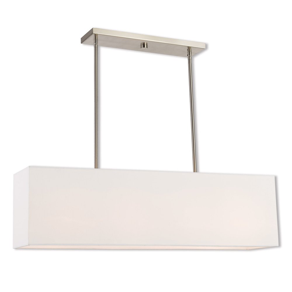 Nickel Four Light Metal Dimmable Chandelier With Shades HomeRoots