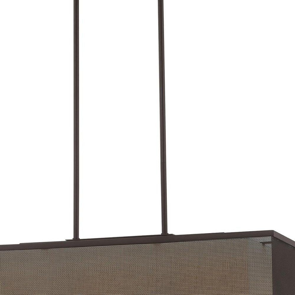 Bronze Three Light Metal Dimmable Chandelier With Shades HomeRoots
