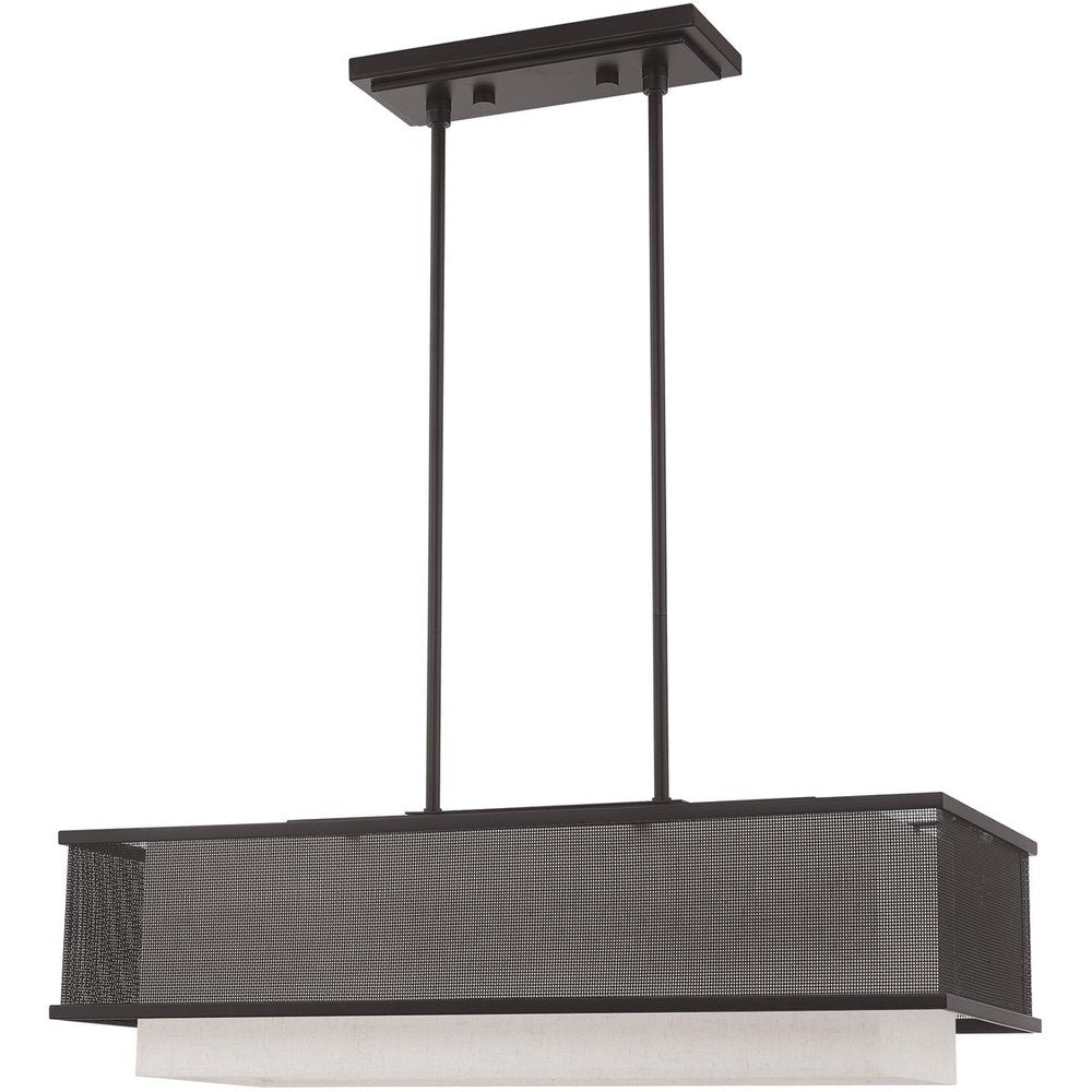 Bronze Three Light Metal Dimmable Chandelier With Shades HomeRoots