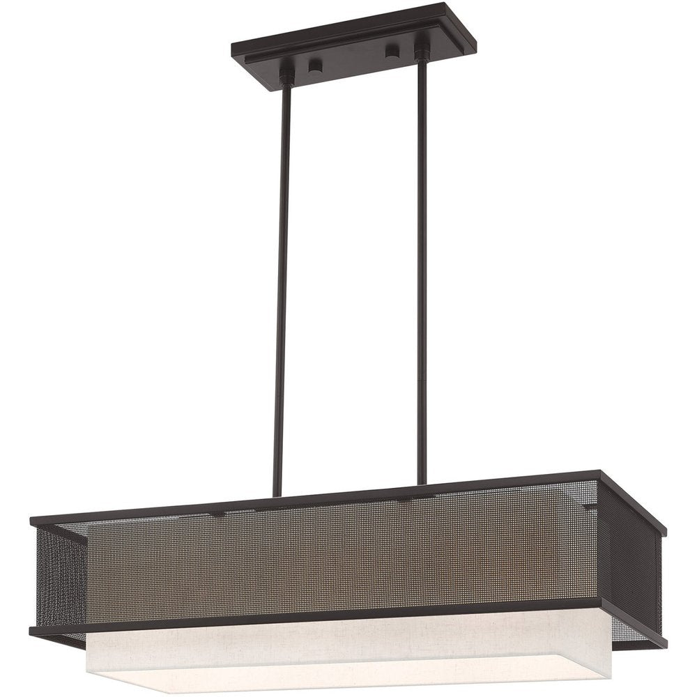 Bronze Three Light Metal Dimmable Chandelier With Shades HomeRoots
