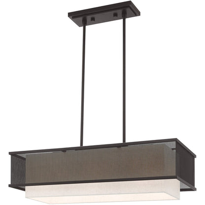 Bronze Three Light Metal Dimmable Chandelier With Shades HomeRoots